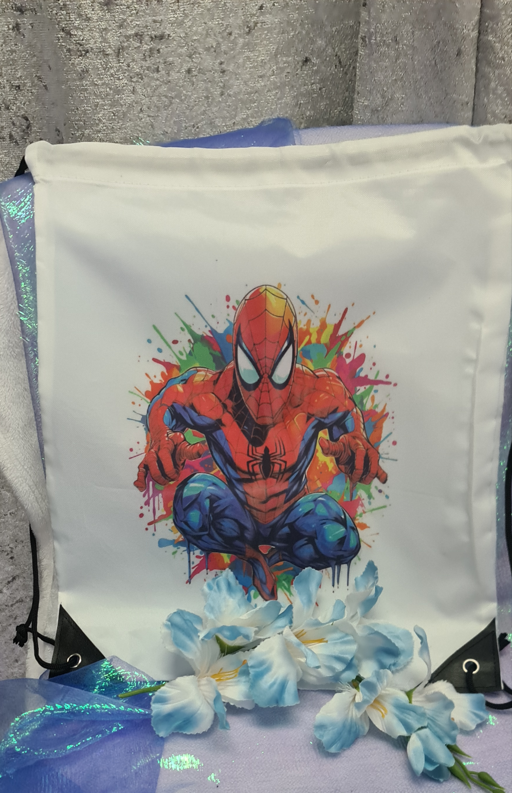 Spiderman inspired Design Draw string bag