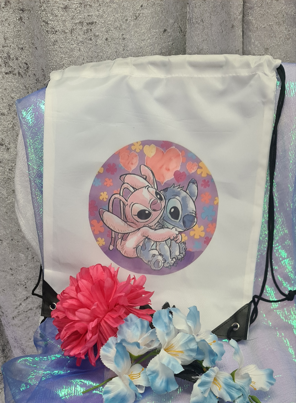 Stitch & Angel inspired Design Draw string bag