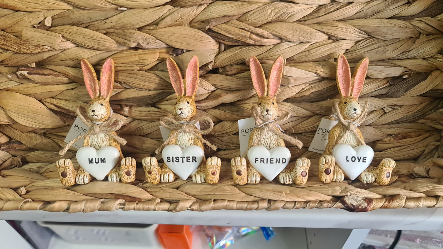 Brown sitting Love heart bunny