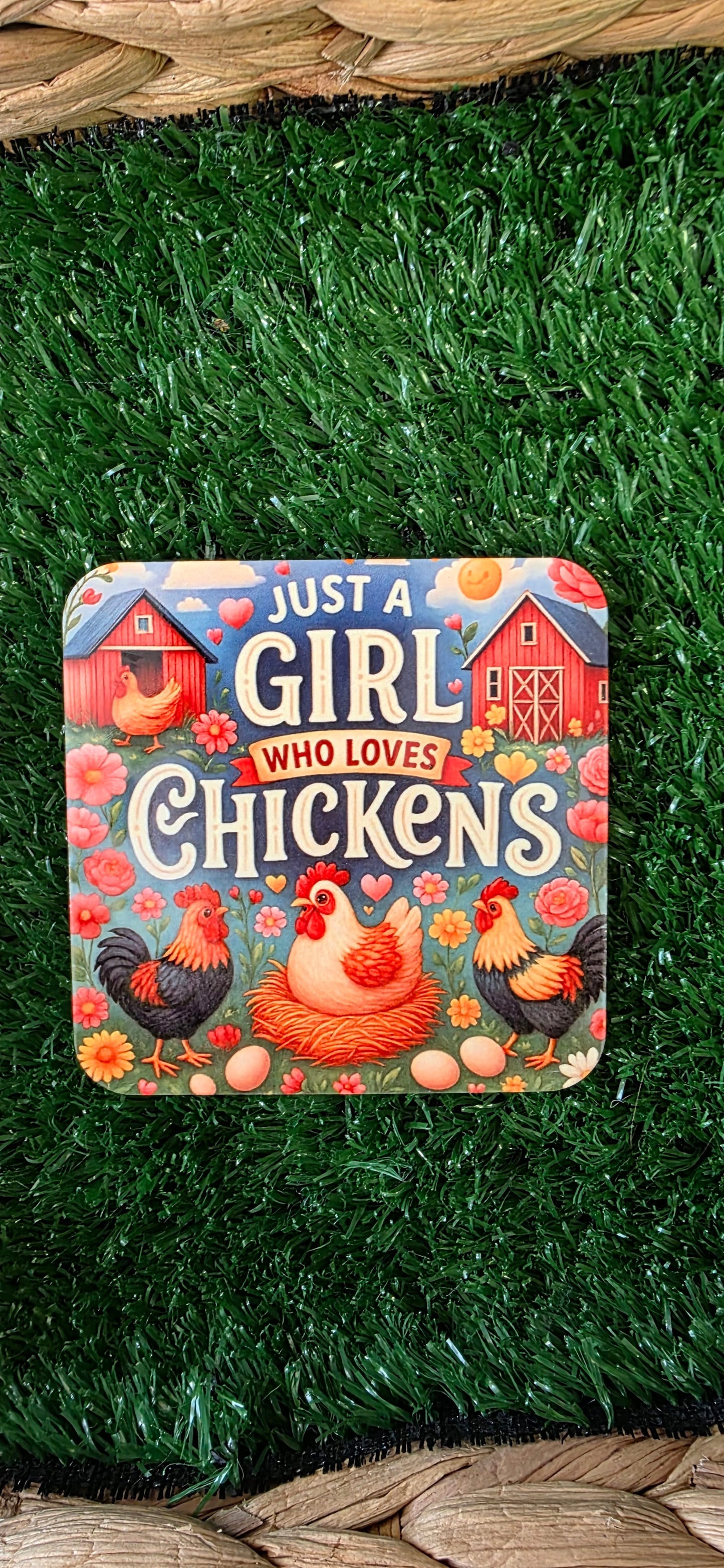 Just a girl who loves chickens coaster - gift
