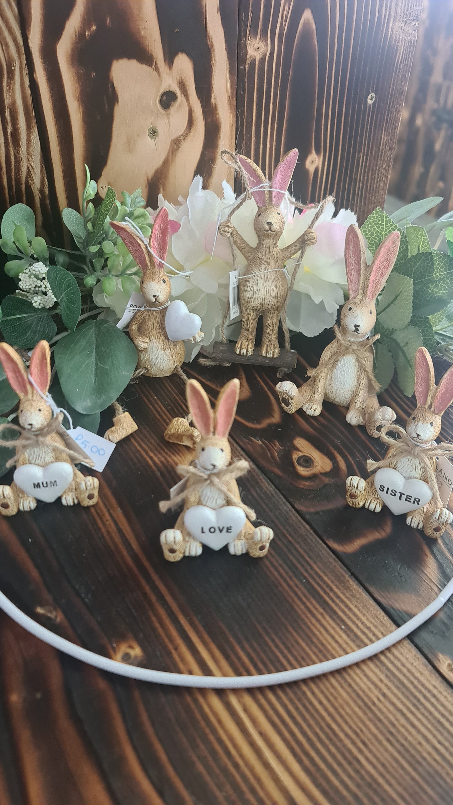 Sitting Bunny holding Mum heart