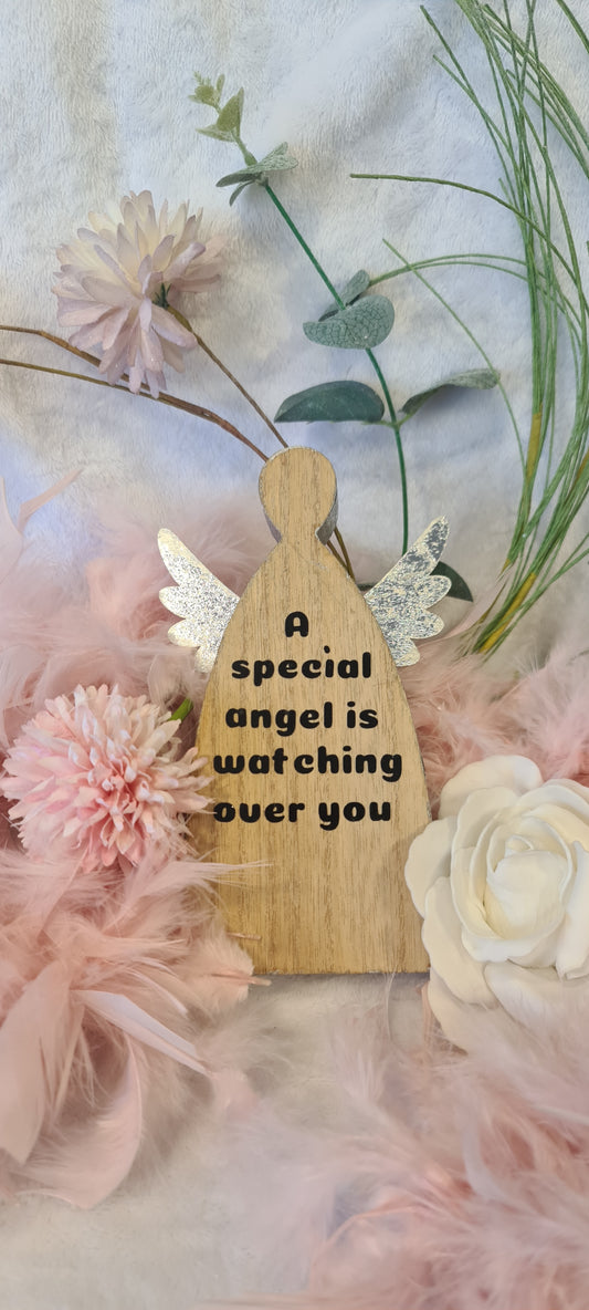 Wooden Sentiment Angel watching over you