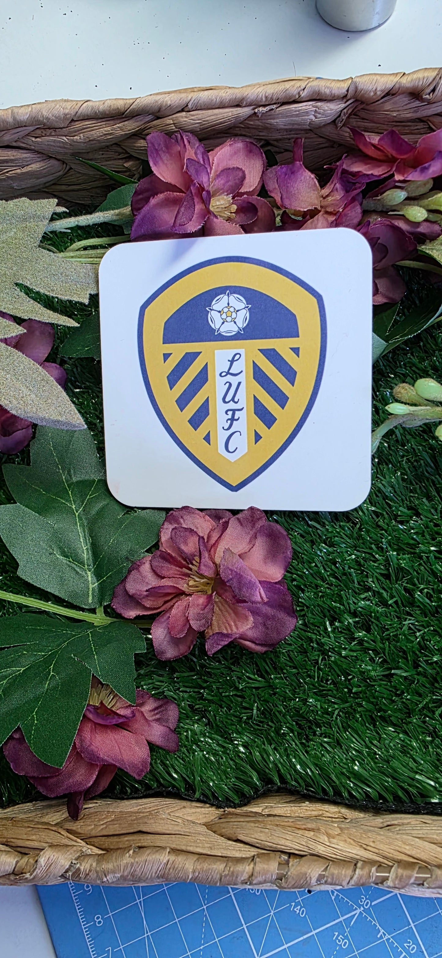 Leeds United Football logo coaster - gift