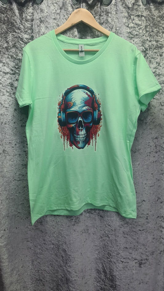 Lime Green Gaming Skull T-shirt