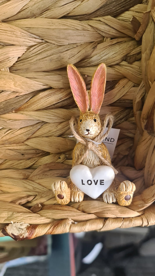 Brown sitting Love heart bunny
