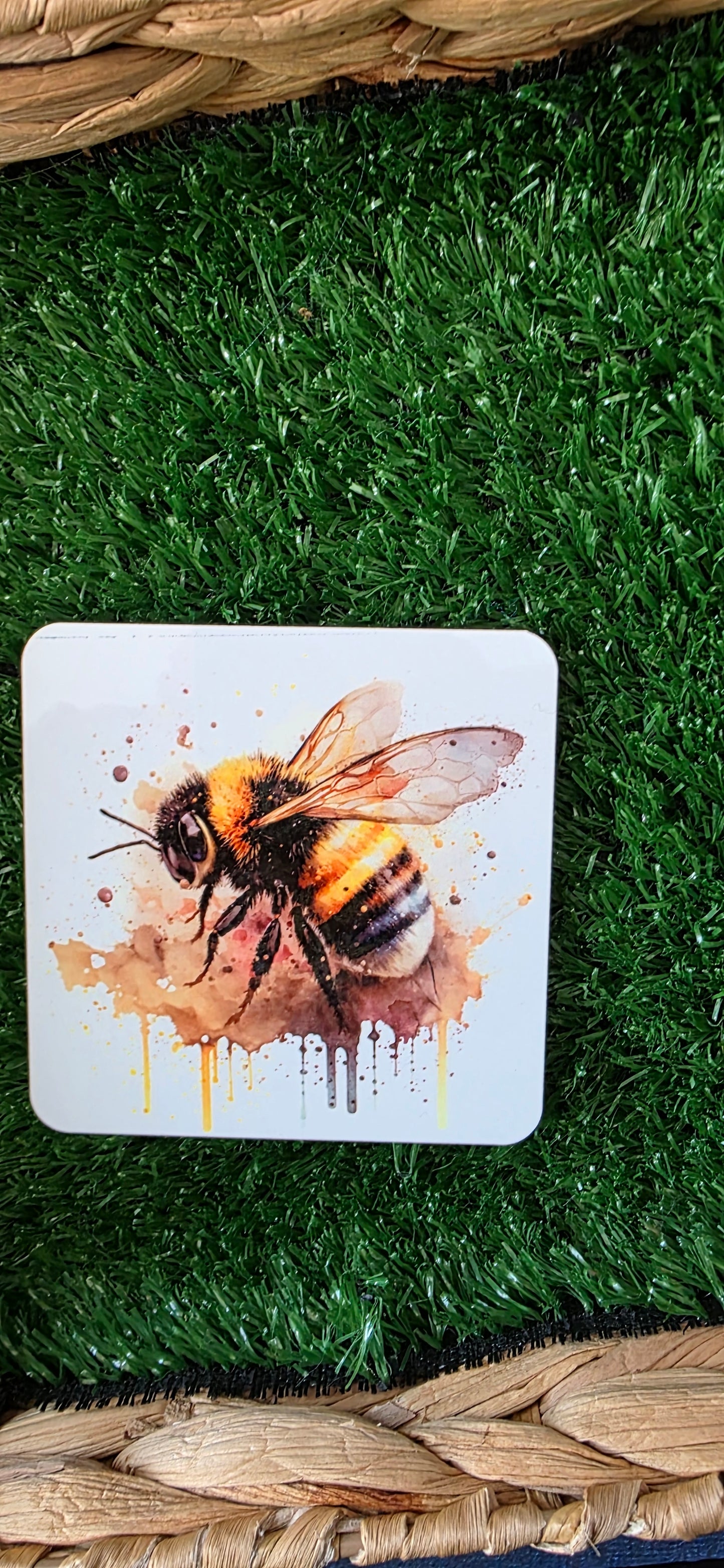 Watercolour Bumble Bee coaster - gift