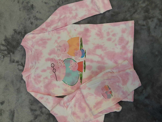 Pink Tie-Dye Peppa Pig family PJs