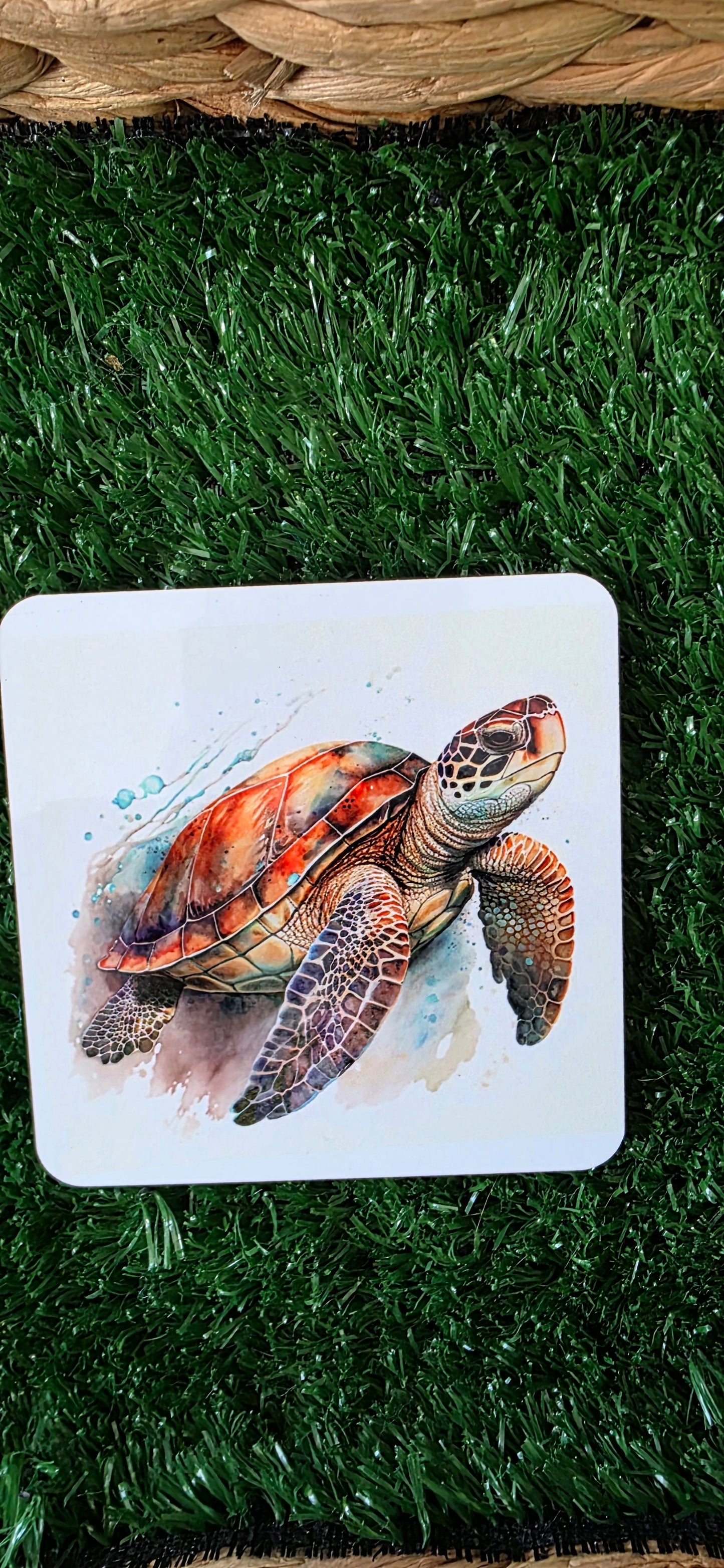 Watercolour Sea Turtle coaster - gift