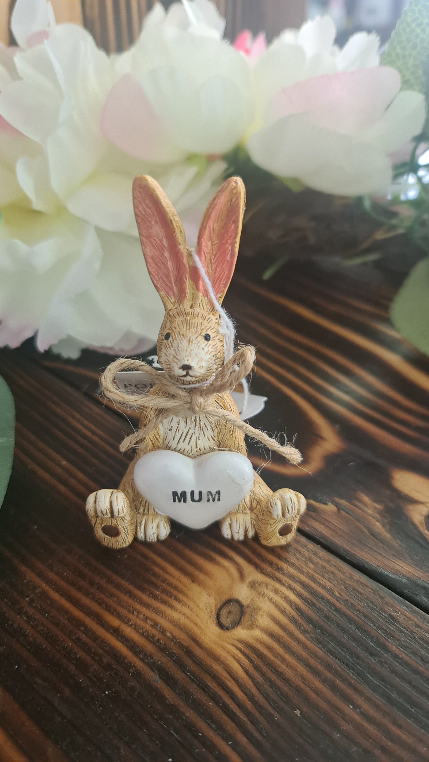 Sitting Bunny holding Mum heart