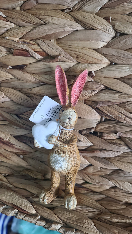 Brown standing Bunny Holding Heart