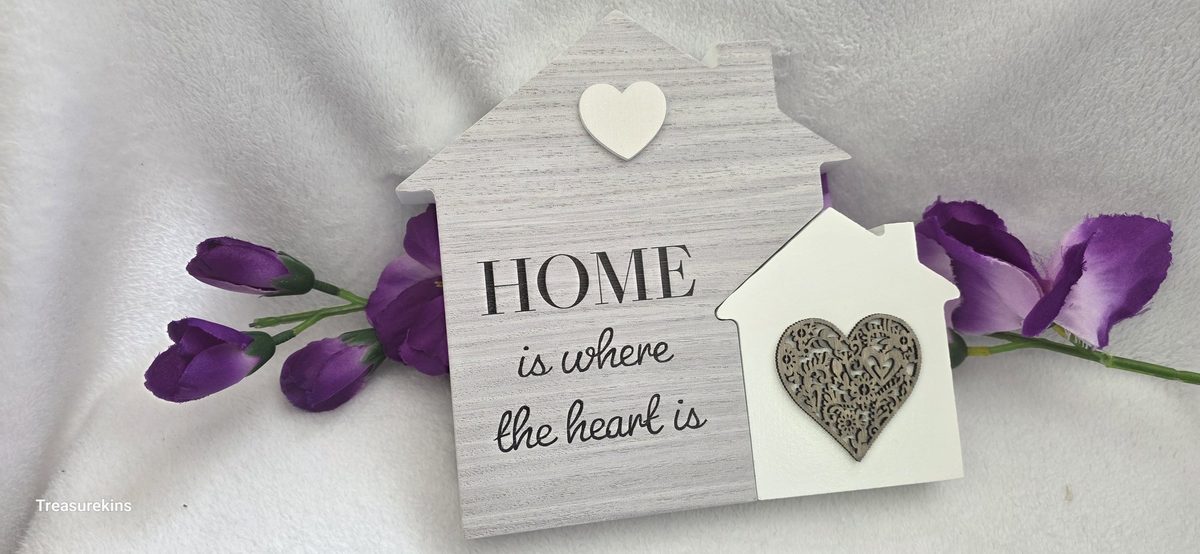 HOME is where the heart is sentiment plaque -  ideal new house gift