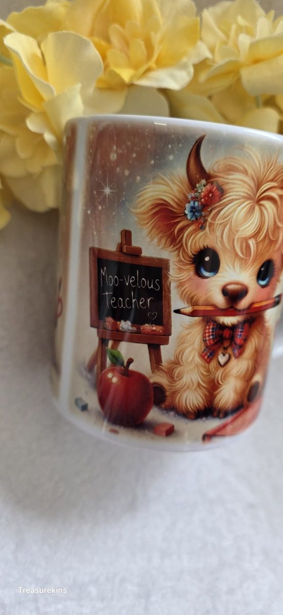 Moo-velous Teacher - Highland Cow mug