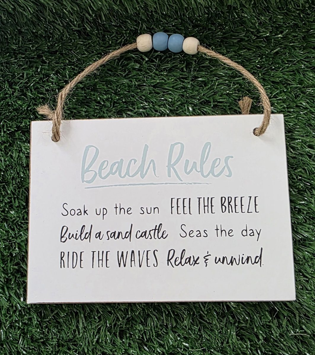 BEACH RULES wooden plaque