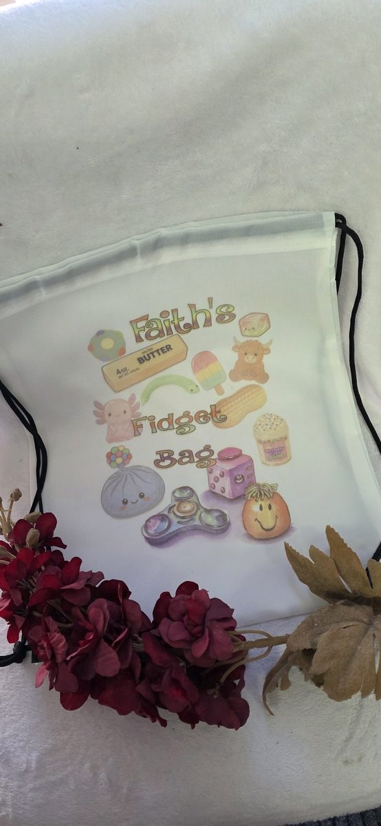 Personalised Draw String Fidget/Squishy bag -  Ideal for keeping them in all in one place