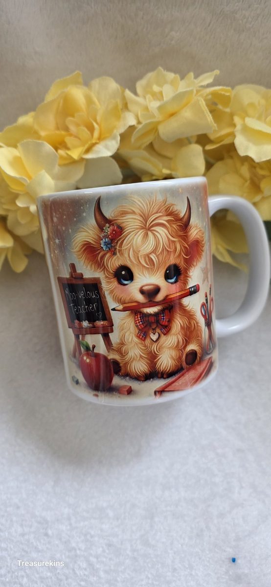 Moo-velous Teacher - Highland Cow mug