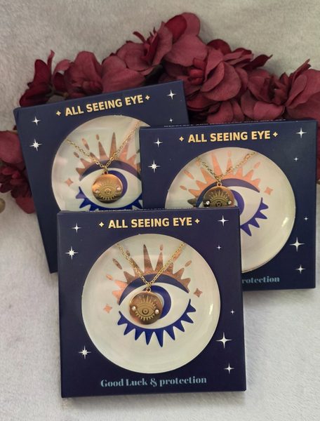 All seeing eye (Good Luck and Protection) - Necklace & Jewellery Dish Gift Set