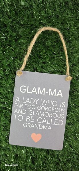 GLAM-MA - Mini Metal Hanging Plaque