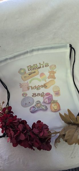 Personalised Draw String Fidget/Squishy bag -  Ideal for keeping them in all in one place
