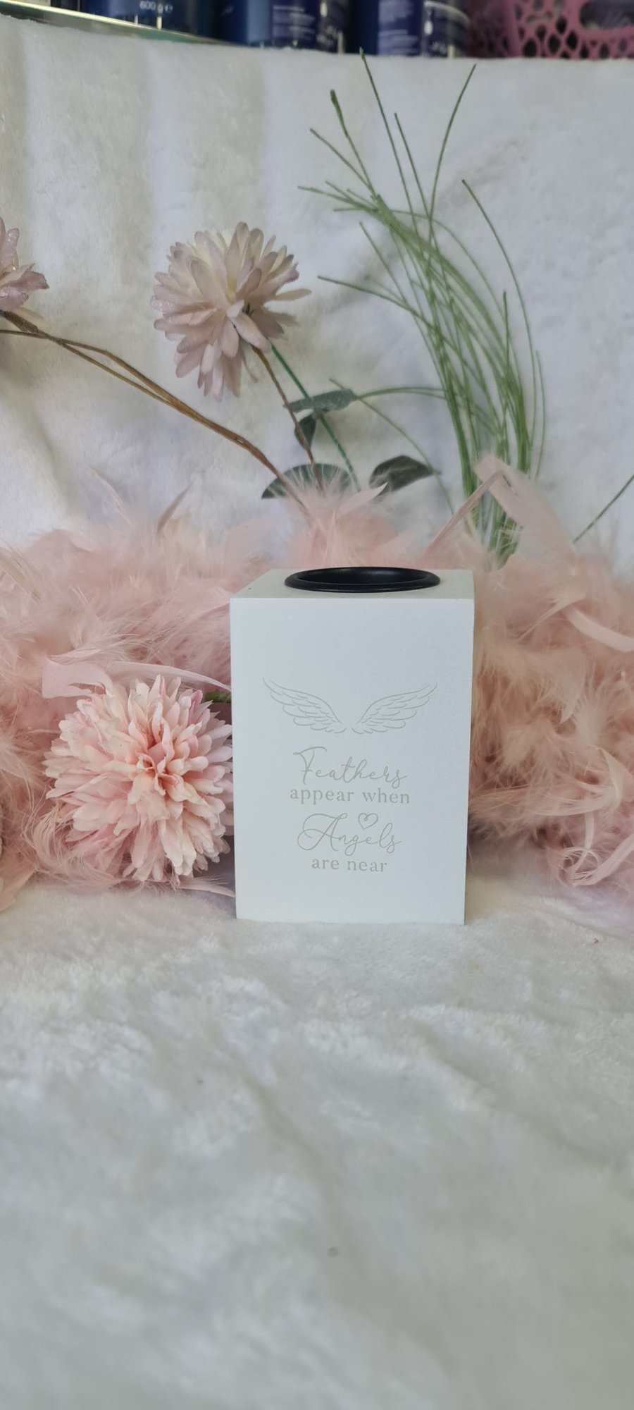 Wooden Angel wings tealight holder