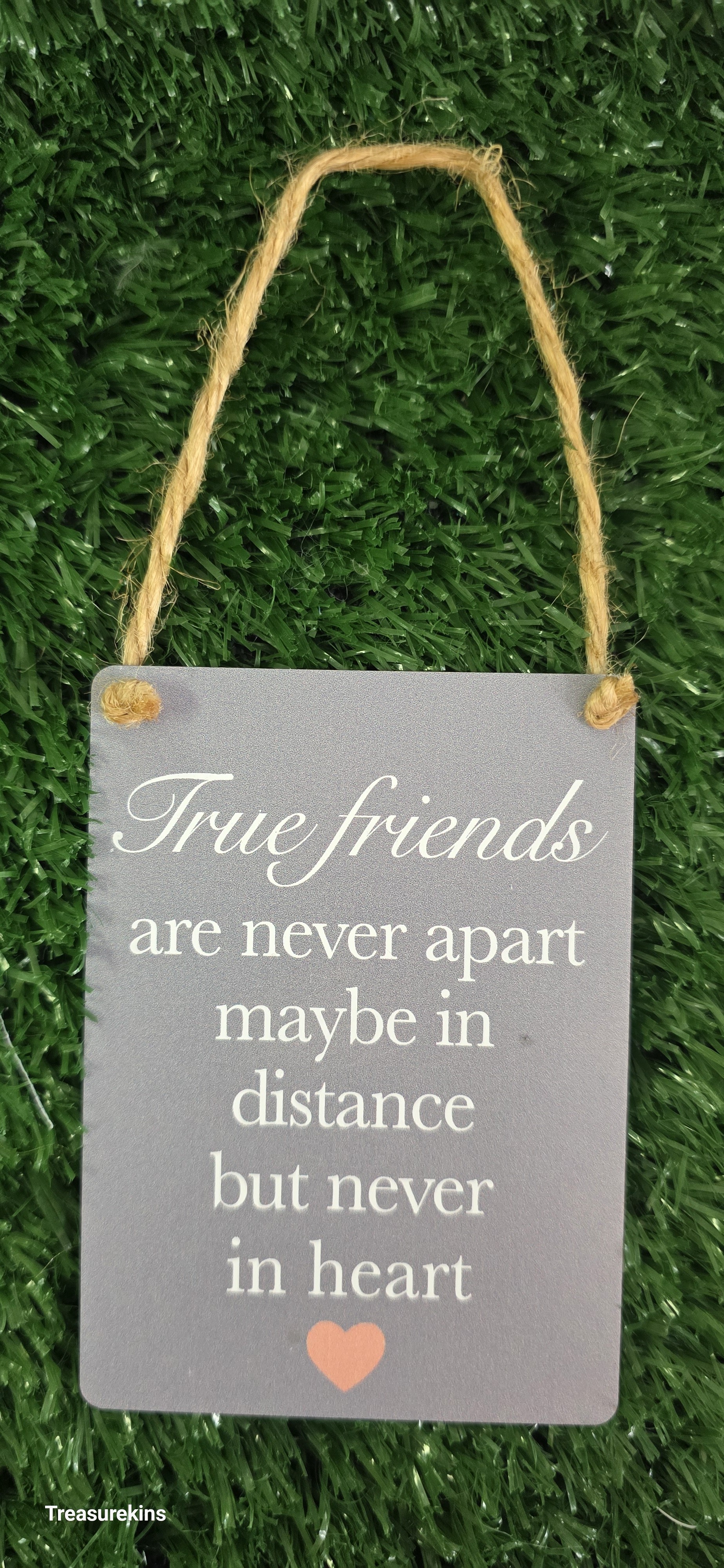 Mini Metal Hanging Plaque reading "TRUE FRIENDS "