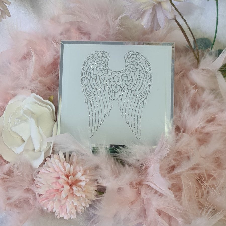 Glass Angel wings tealight holder