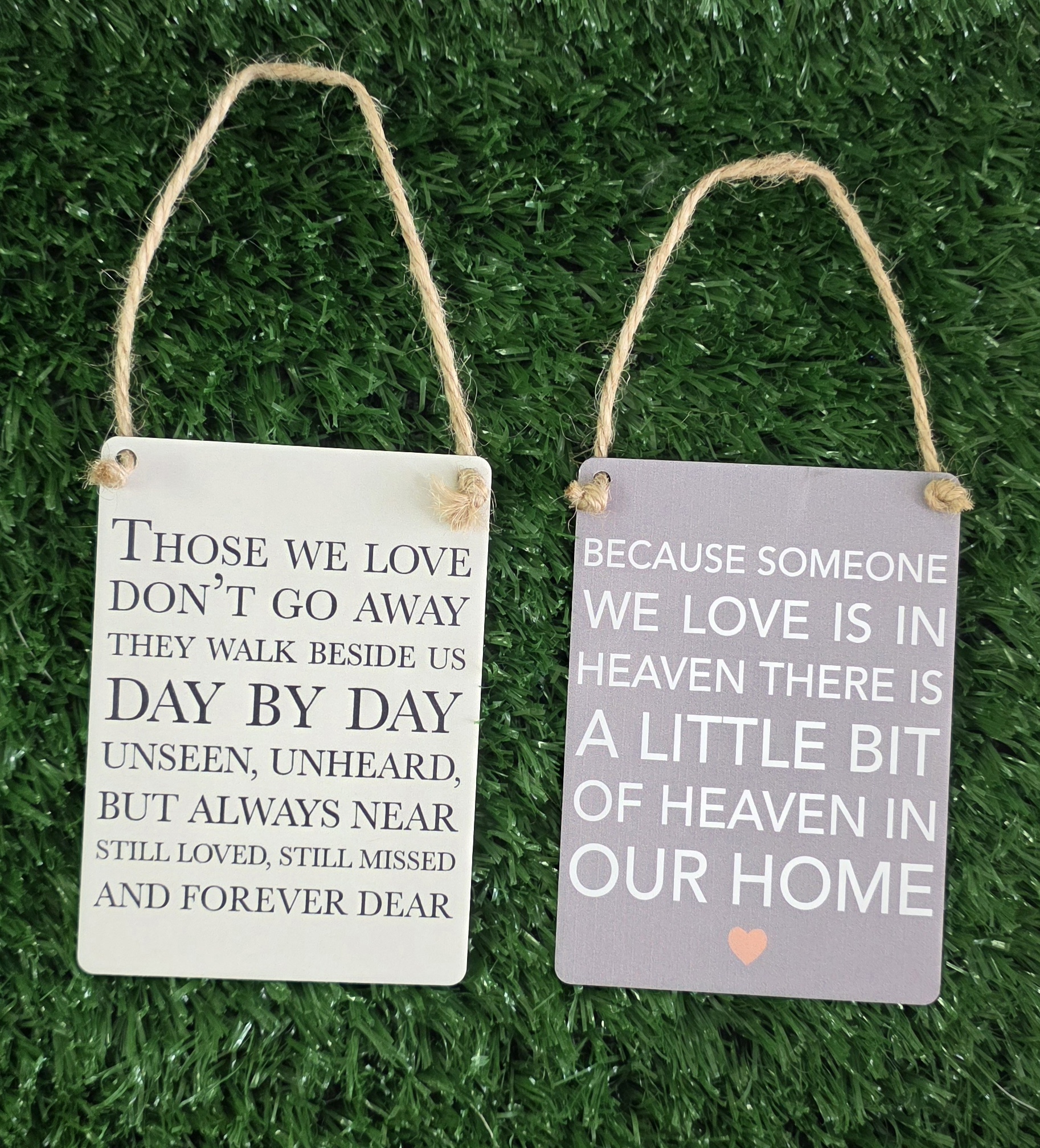 Mini Metal Hanging Plaque reading "THOSE WE LOVE DON'T GO AWAY"