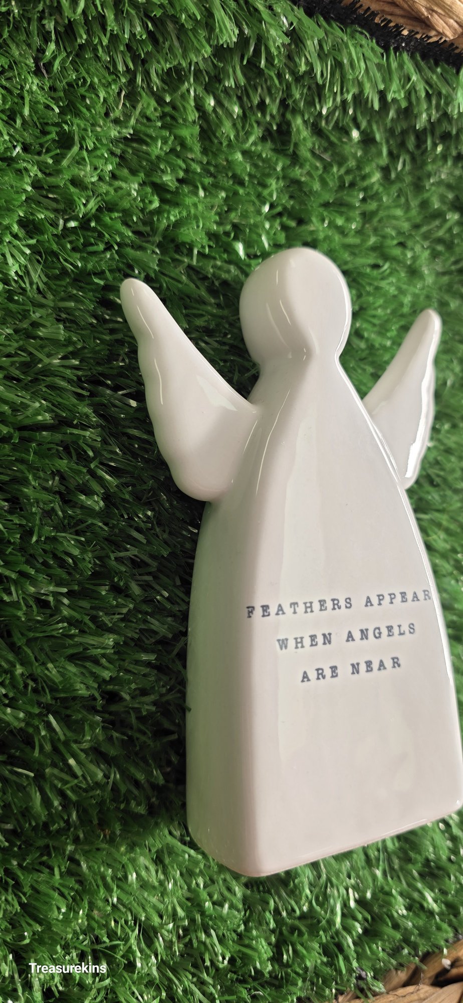 Feathers appear when angels are near - ceramic angel