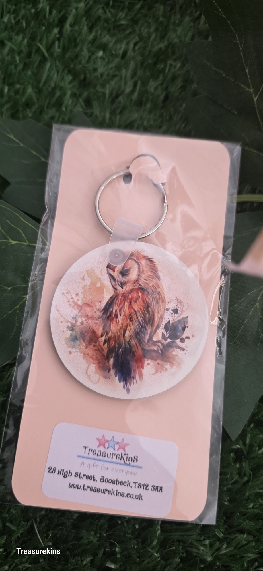 Watercolour Owl Wooden Keyring